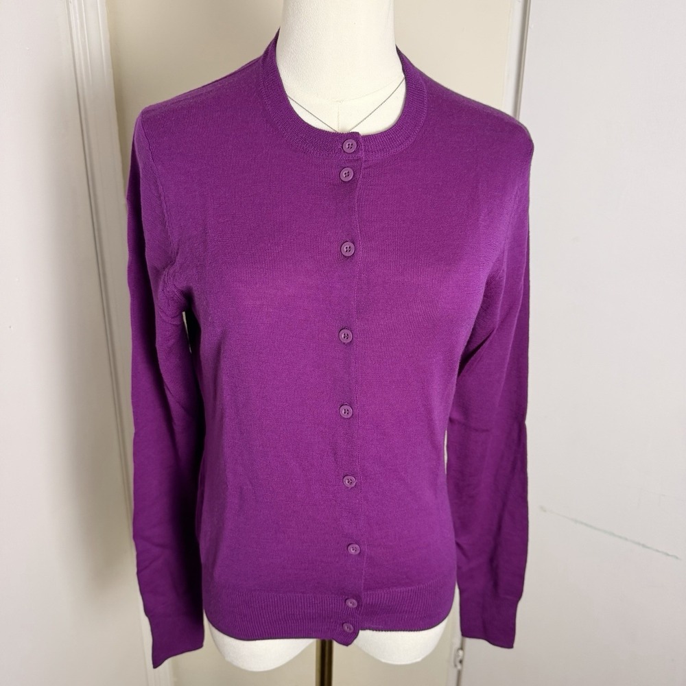 Patagonia XS Cardigan Sweater Womens Purple 100% Merino Wool Button Front Knit